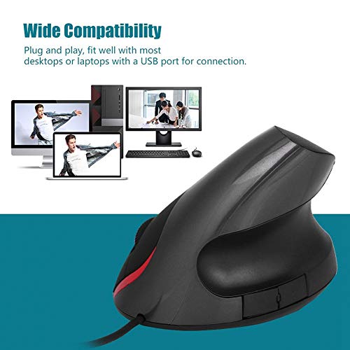 Tosuny Ergonomische Mäuse, 3200DPI Gaming Mice Mouse USB Vertikale Maus Mäuse, Wrist Rest Gaming Mäuse für PC Laptop(Schwarz) Bild 6
