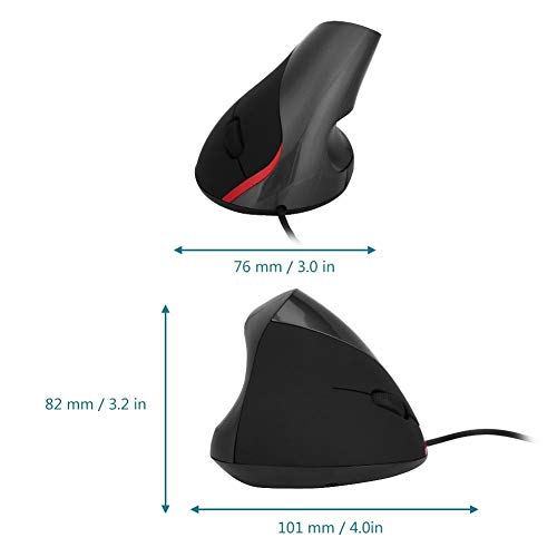 Tosuny Ergonomische Mäuse, 3200DPI Gaming Mice Mouse USB Vertikale Maus Mäuse, Wrist Rest Gaming Mäuse für PC Laptop(Schwarz) Bild 7