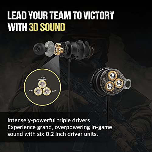 Gaming Ohrhörer SPE-G9+ Plus Triple Stereo Treiber In-Ear-Kopfhörer mit Dual-Mikrofon und Lautstärkeregler, ergonomisches Headset für PC, PS4, Xbox One, Telefon, Laptop rot Bild 3
