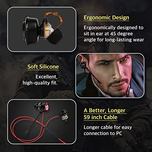 Gaming Ohrhörer SPE-G9+ Plus Triple Stereo Treiber In-Ear-Kopfhörer mit Dual-Mikrofon und Lautstärkeregler, ergonomisches Headset für PC, PS4, Xbox One, Telefon, Laptop rot Bild 5