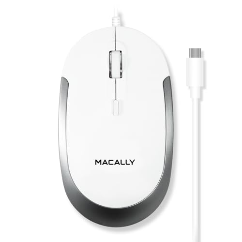 Macally USB-C Maus für Mac & Windows, 3 Tasten und Scrollrad, USB-Typ-C, beidhändiges Design, kompakte kabelgebundene Maus mit optischem Sensor und DPI-Schalter Bild 1