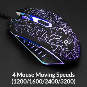 Rii Gaming Tastatur und Maus Set, 3 LED Hintergrundbeleuchtung, ideal für Gaming und Büro, Kompatibel mit PC (DE-Layout, Schwarz) Bild 6