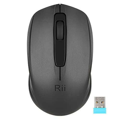 Rii Maus kabellos, 2.4G Funkmaus mit USB Empfänger(befindet Sich im Akkufach auf der Rückseite der Maus) Für Links und Rechtshänder, PC/Laptop/Windows, Schwarz Bild 1