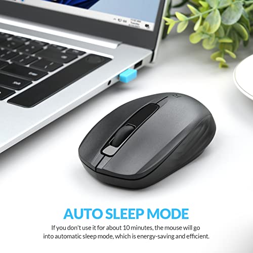 Rii Maus kabellos, 2.4G Funkmaus mit USB Empfänger(befindet Sich im Akkufach auf der Rückseite der Maus) Für Links und Rechtshänder, PC/Laptop/Windows, Schwarz Bild 4