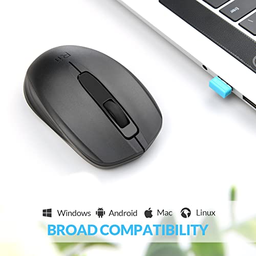 Rii Maus kabellos, 2.4G Funkmaus mit USB Empfänger(befindet Sich im Akkufach auf der Rückseite der Maus) Für Links und Rechtshänder, PC/Laptop/Windows, Schwarz Bild 5