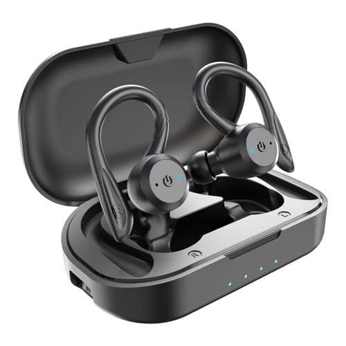 APEKX Wireless Sport Kopfhörer 5.0, IPX7 Wasserdicht, Stereo-Sound, Eingebautes Mikrofon Headset mit Magnetischen Tragbaren Ladetasche, Hände Freianruf für IOS,Andriod (Schwarz) Bild 1
