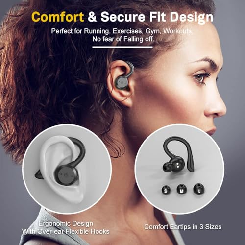 APEKX Wireless Sport Kopfhörer 5.0, IPX7 Wasserdicht, Stereo-Sound, Eingebautes Mikrofon Headset mit Magnetischen Tragbaren Ladetasche, Hände Freianruf für IOS,Andriod (Schwarz) Bild 3
