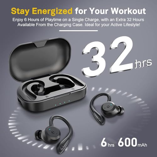 APEKX Wireless Sport Kopfhörer 5.0, IPX7 Wasserdicht, Stereo-Sound, Eingebautes Mikrofon Headset mit Magnetischen Tragbaren Ladetasche, Hände Freianruf für IOS,Andriod (Schwarz) Bild 4