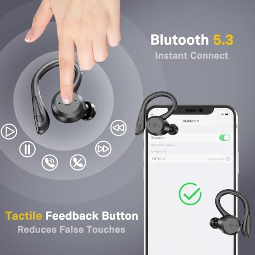 APEKX Wireless Sport Kopfhörer 5.0, IPX7 Wasserdicht, Stereo-Sound, Eingebautes Mikrofon Headset mit Magnetischen Tragbaren Ladetasche, Hände Freianruf für IOS,Andriod (Schwarz) Bild 5