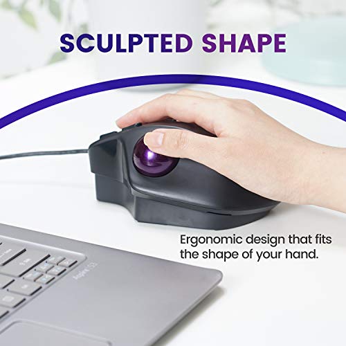 Perixx PERIMICE-520 Kabelgebundener Ergonomische Trackball Maus, Anpassbarer Winkel, 2 DPI Level, Schwarz Bild 5