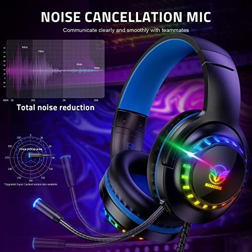 Pacrate RGB Gaming Headset für PS4/PS5/Xbox One/PC/Nintendo Switch, PS4 Kopfhörer mit Kabel Xbox Headset mit Mikrofon, Noise Cancelling PS5 Headset mit RGB Lichter Bild 2