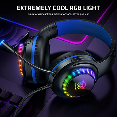 Pacrate RGB Gaming Headset für PS4/PS5/Xbox One/PC/Nintendo Switch, PS4 Kopfhörer mit Kabel Xbox Headset mit Mikrofon, Noise Cancelling PS5 Headset mit RGB Lichter Bild 6