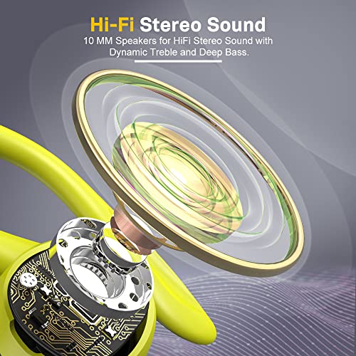 APEKX Wireless Sport Kopfhörer 5.0, IPX7 Wasserdicht, Stereo-Sound, Eingebautes Mikrofon Headset mit Magnetischen Tragbaren Ladetasche, Hände Freianruf für IOS,Andriod (Grün) Bild 2