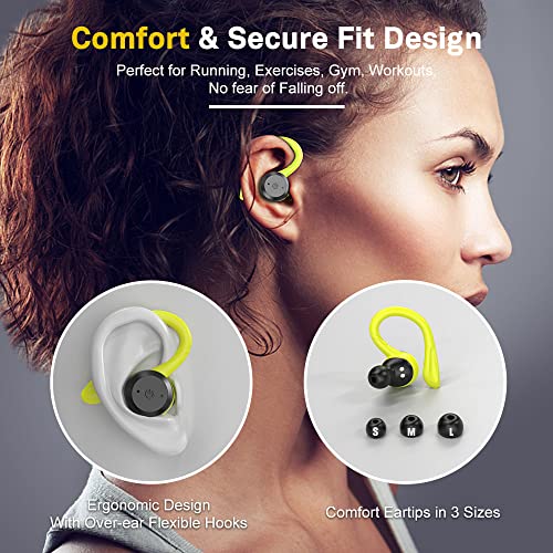 APEKX Wireless Sport Kopfhörer 5.0, IPX7 Wasserdicht, Stereo-Sound, Eingebautes Mikrofon Headset mit Magnetischen Tragbaren Ladetasche, Hände Freianruf für IOS,Andriod (Grün) Bild 3
