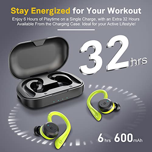 APEKX Wireless Sport Kopfhörer 5.0, IPX7 Wasserdicht, Stereo-Sound, Eingebautes Mikrofon Headset mit Magnetischen Tragbaren Ladetasche, Hände Freianruf für IOS,Andriod (Grün) Bild 4