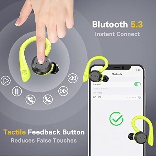 APEKX Wireless Sport Kopfhörer 5.0, IPX7 Wasserdicht, Stereo-Sound, Eingebautes Mikrofon Headset mit Magnetischen Tragbaren Ladetasche, Hände Freianruf für IOS,Andriod (Grün) Bild 5