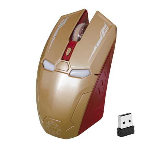 Kabellose Gaming-Maus, 6 Tasten, leise, Iron Man-Maus, 2,4 G, mit USB-Nano-Empfänger für Desktop/Laptop/PC, 3 DPI-Einstellstufen (Gold) Bild 1