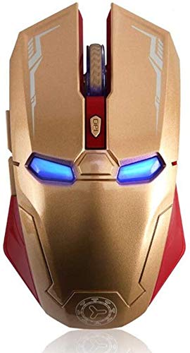 Kabellose Gaming-Maus, 6 Tasten, leise, Iron Man-Maus, 2,4 G, mit USB-Nano-Empfänger für Desktop/Laptop/PC, 3 DPI-Einstellstufen (Gold) Bild 2