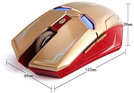 Kabellose Gaming-Maus, 6 Tasten, leise, Iron Man-Maus, 2,4 G, mit USB-Nano-Empfänger für Desktop/Laptop/PC, 3 DPI-Einstellstufen (Gold) Bild 4