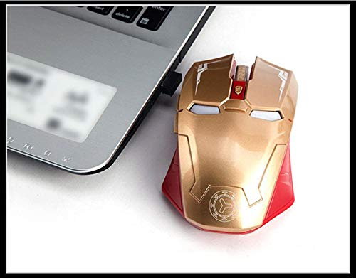 Kabellose Gaming-Maus, 6 Tasten, leise, Iron Man-Maus, 2,4 G, mit USB-Nano-Empfänger für Desktop/Laptop/PC, 3 DPI-Einstellstufen (Gold) Bild 5