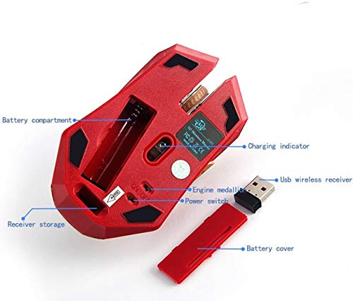 Kabellose Gaming-Maus, 6 Tasten, leise, Iron Man-Maus, 2,4 G, mit USB-Nano-Empfänger für Desktop/Laptop/PC, 3 DPI-Einstellstufen (Gold) Bild 6