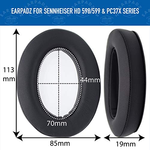 Dekoni Audio Midnight Earpadz für Sennheiser HD598, PC37x Gaming-Headset, Kunstleder, Schwarz, 2 Paar Bild 6