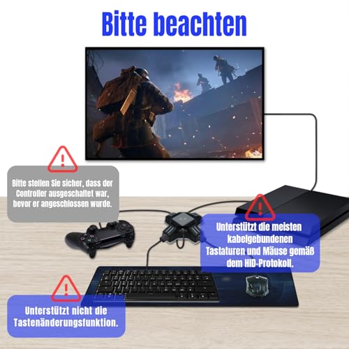 Mcbazel Gaming Tastatur und Maus Adapter für Switch, PS4, PS3,Xbox One, Kabelgebundene Tastatur und Maus Konverter, Unterstützung für FPS-Spiele Nicht für Switch 2 Bild 2