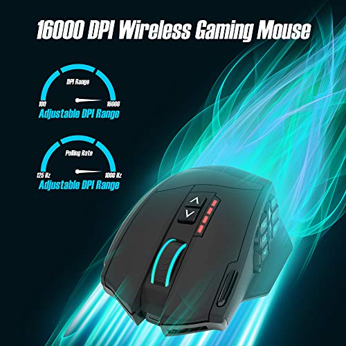 Gamspeed V8 Pro Wireless MMO Gaming Maus 16000 DPI USB Laser MMO Maus mit RGB Beleuchtung/16 programmierbare Tasten/16000 DPI Abtastrate/2.4G Funkmaus/ergonomisches Design Bild 2