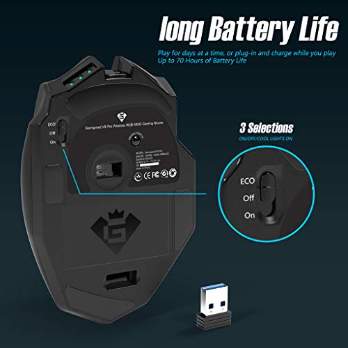 Gamspeed V8 Pro Wireless MMO Gaming Maus 16000 DPI USB Laser MMO Maus mit RGB Beleuchtung/16 programmierbare Tasten/16000 DPI Abtastrate/2.4G Funkmaus/ergonomisches Design Bild 5