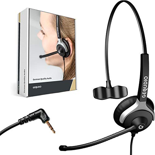 GEQUDIO Headset mit 2,5mm Klinke kompatibel mit Gigaset, Panasonic DECT Schnurlostelefon - Kopfhörer & Mikrofon mit Ersatz Polster - besonders leicht 60g (1-Ohr) Bild 1