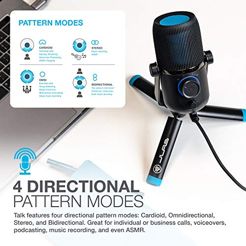 JLab Talk USB Mikrofon - PC Plug und Play Mit USB-C, 4 Richtcharakteristiken, Lautstärkeregelung und Stummschaltung - Streaming, Podcast und Gaming Mikrofon mit Stativ Bild 4