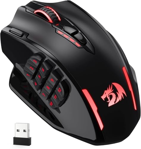 Redragon M913 Impact Elite Wireless Gaming Maus, 16000 DPI Verkabelte/Kabellose RGB Maus mit 20 Programmierbaren Tasten, 45 Std. Batteriebetrieb und Optischem Pro-Sensor, 12 Seitentasten MMO-Maus Bild 1