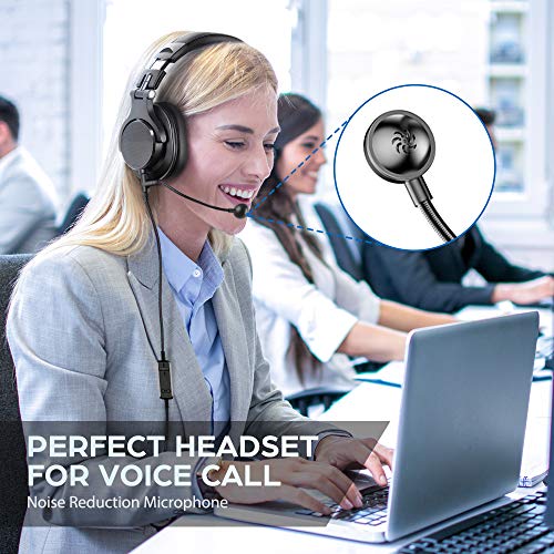 Computer-Headset mit Boom-Mikrofon – kabelgebundener Gaming-Kopfhörer, am Kabel integriertem Lautstärkeregler und Share-Port, für Büro, PC, Laptop, Telefonieren, PS4, Xbox One, DJ (Y71-M) Bild 2