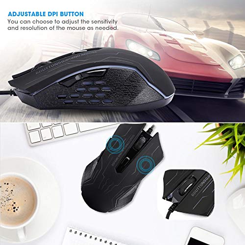 Gaming Mouse Kabelgebundene, stille Spielemaus USB Kabelgebundene Desktop-Laptop-Maus G6 1,5 m 6-Gang-verstellbare, einstellbare,komfortable Griff Ergonomische optische Bild 2