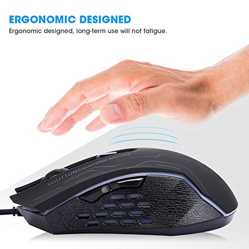 Gaming Mouse Kabelgebundene, stille Spielemaus USB Kabelgebundene Desktop-Laptop-Maus G6 1,5 m 6-Gang-verstellbare, einstellbare,komfortable Griff Ergonomische optische Bild 3