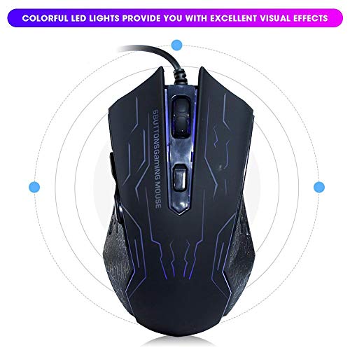 Gaming Mouse Kabelgebundene, stille Spielemaus USB Kabelgebundene Desktop-Laptop-Maus G6 1,5 m 6-Gang-verstellbare, einstellbare,komfortable Griff Ergonomische optische Bild 4
