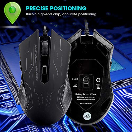 Gaming Mouse Kabelgebundene, stille Spielemaus USB Kabelgebundene Desktop-Laptop-Maus G6 1,5 m 6-Gang-verstellbare, einstellbare,komfortable Griff Ergonomische optische Bild 5