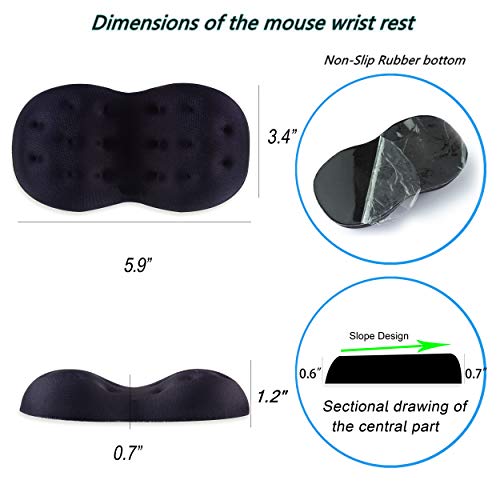 BRILA Deluxe Handgelenkauflage für Maus - groß Ergonomisch Memory-Schaum Handgelenkstütze Pad für laptop computer Arbeit und PC gaming Bild 3