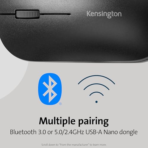 Kensington SureTrack Kabellose Maus mit Bluetooth und Nano-USB-Empfänger, Ideal für Laptops und Desktop-Computer, Kompatibel mit Chrome, Mac, Windows und Android, Schwarz, K75298WW Bild 3
