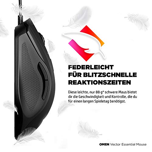 OMEN Vector Essential Gaming Maus (OMEN Radar 1 Gaming-Sensor, bis zu 7.200 dpi, Omron Tasten, RGB-Beleuchtung) schwarz Bild 4