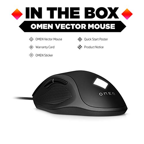 HP OMEN Vector Gaming Maus (88g leicht, OMEN Radar 3-eSport-Sensor, bis 16.000 DPI, Omron Tasten, +25g Gewichte, RGB-Beleuchtung) schwarz, One size Bild 5