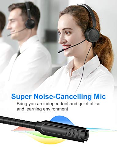 New Bee USB-Kopfhörer mit Mikrofon mit 3,5-mm-Klinkenstecker, Geräuschunterdrückung, bequem, leicht, Business-Stil, für PC/Laptop, Android-Handy (schwarz) Bild 3