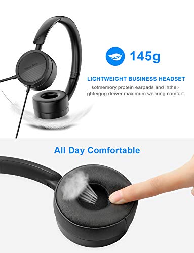 New Bee USB-Kopfhörer mit Mikrofon mit 3,5-mm-Klinkenstecker, Geräuschunterdrückung, bequem, leicht, Business-Stil, für PC/Laptop, Android-Handy (schwarz) Bild 4