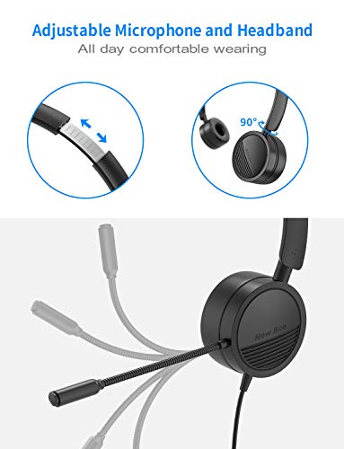New Bee USB-Kopfhörer mit Mikrofon mit 3,5-mm-Klinkenstecker, Geräuschunterdrückung, bequem, leicht, Business-Stil, für PC/Laptop, Android-Handy (schwarz) Bild 5
