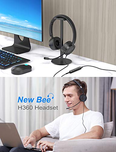 New Bee USB-Kopfhörer mit Mikrofon mit 3,5-mm-Klinkenstecker, Geräuschunterdrückung, bequem, leicht, Business-Stil, für PC/Laptop, Android-Handy (schwarz) Bild 6