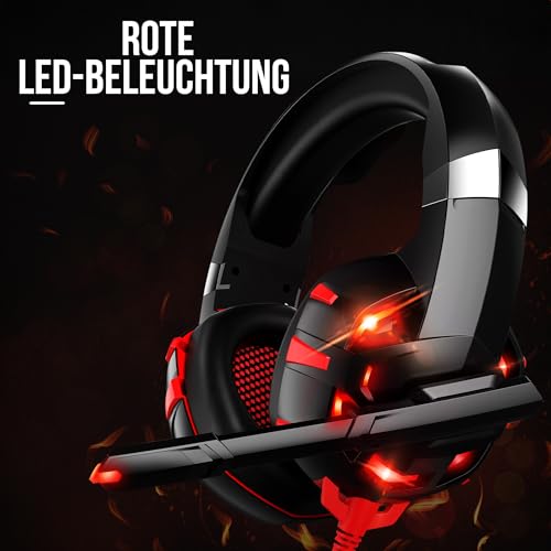 Strex Gaming Headset mit Mikrofon Rot - PC + PS4 + PS5 + Xbox One + Xbox Serie Bild 6