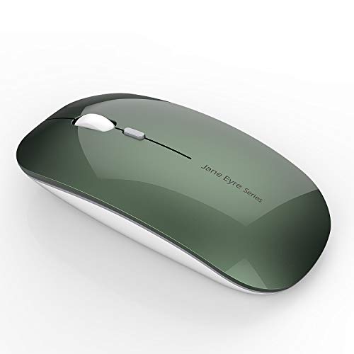 Uiosmuph Q5 Kabellos Maus, Wiederaufladbar Funkmaus 2.4G Leise Funkmaus Ultra Dünn Wireless Computermaus 1600 DPI Mit Mäuse mit USB Empfänger Typ C für Laptop, PC, Linux (dunkel grün) Bild 1