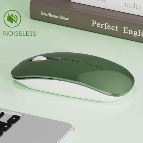 Uiosmuph Q5 Kabellos Maus, Wiederaufladbar Funkmaus 2.4G Leise Funkmaus Ultra Dünn Wireless Computermaus 1600 DPI Mit Mäuse mit USB Empfänger Typ C für Laptop, PC, Linux (dunkel grün) Bild 6
