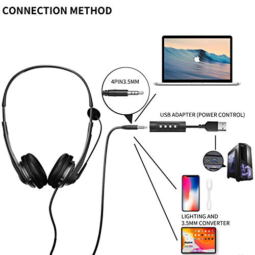 Newaner USB Headset für PC/Computer, 3,5 mm, Leichter Stereo-Sound mit flexiblem Mikrofon, Telefonkopfhörer für Skype, Voip, Teamspeak, Mac, PC, Smartphone, Tablet Bild 5