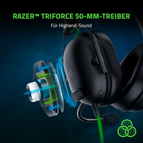 Razer BlackShark V2 X - Premium Esports Gaming Headset (Kabelgebundene Kopfhörer mit 50mm-Treiber, Rauschunterdrückung für PC, Mac, PS4, Xbox One & Switch) Schwarz Bild 3